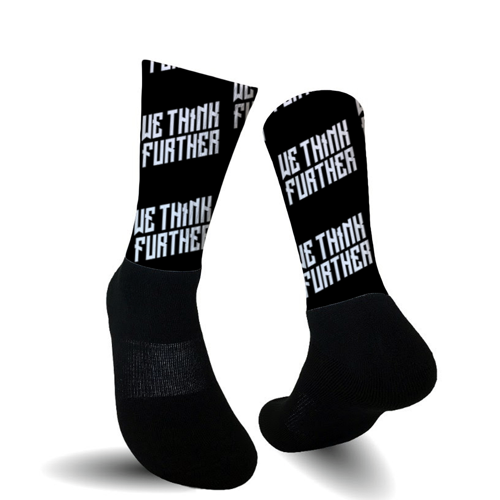 WE THINK FURTHER TEXT SOCKS - BLACK