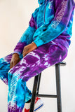 WTF TEXT TIE-DYE SWEATPANTS - BLUE/PRUP