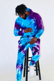 WTF TEXT TIE-DYE SWEATPANTS - BLUE/PRUP