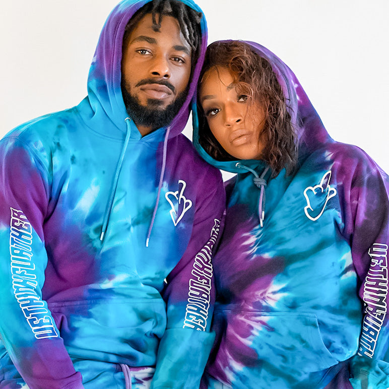 TIE-DYE HOODIE - BLUE/PURP